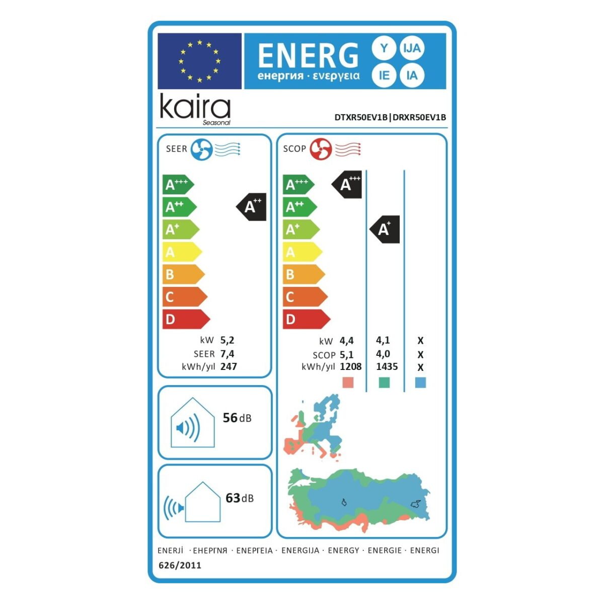 Kaira A++ 18000 BTU WiFi Inverter Duvar Tipi Klima - Görsel 5