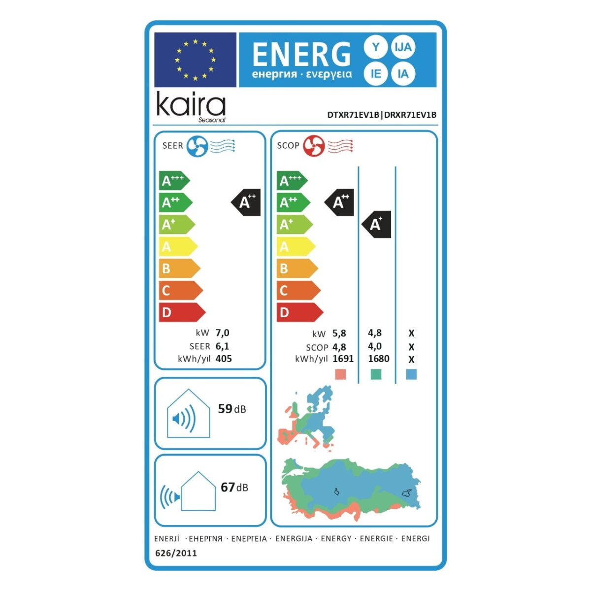 Kaira DTXR71E A++ 24000 BTU Wifi Inverter Duvar Tipi Klima - Görsel 5